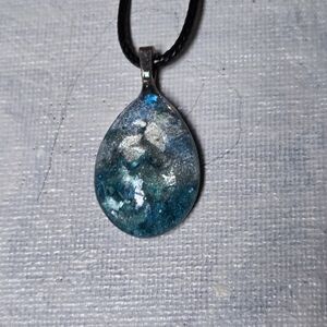 Oceanic Blue and Silver Teardrop Necklace